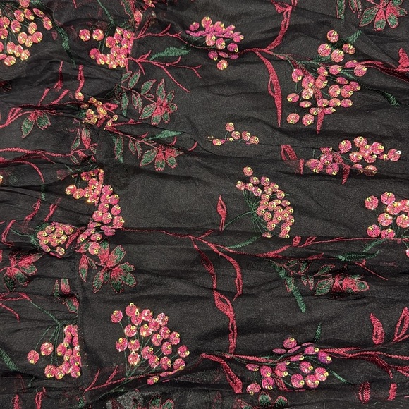 Dress the Population Black Paulette Embroidered Sequins Chiffon Midi Dress - XXS - Picture 5 of 8